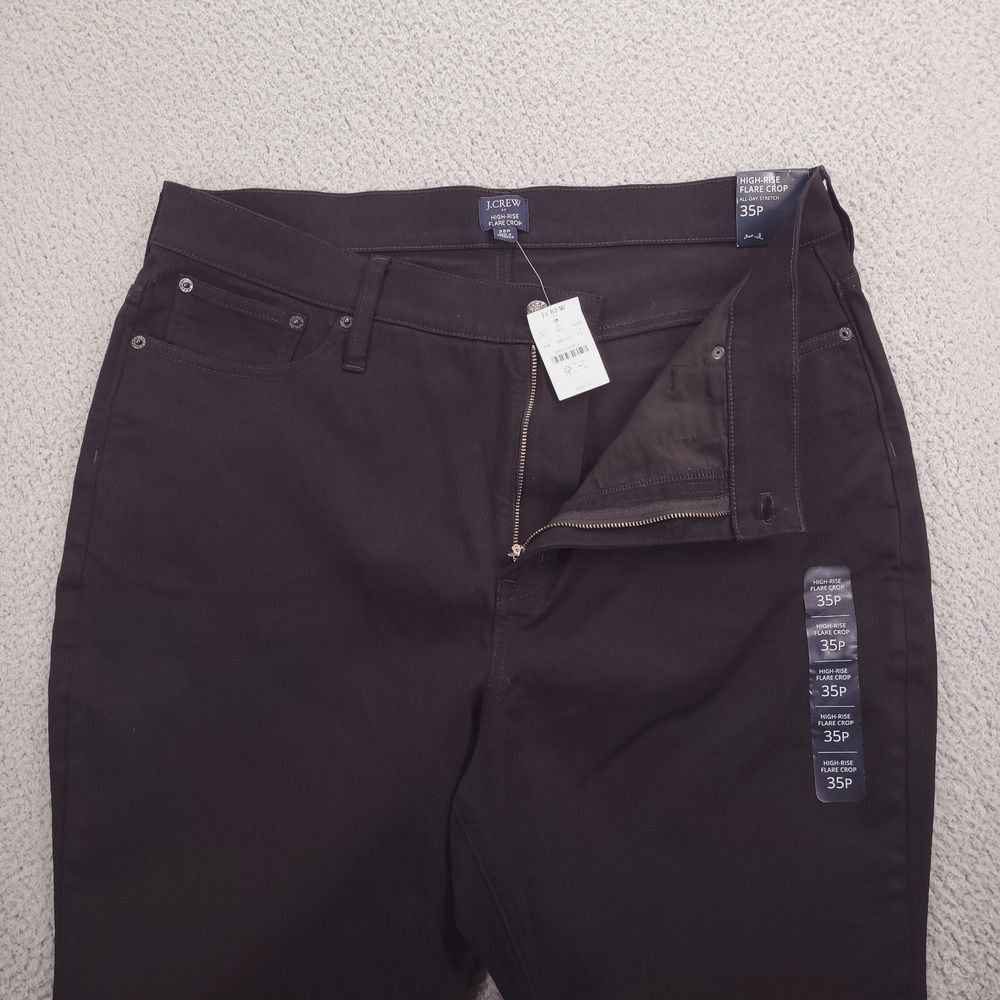 J CREW Factory Jeans Size 35P High Rise Flare Crop Black Stretch Denim NEW - Picture 5 of 16